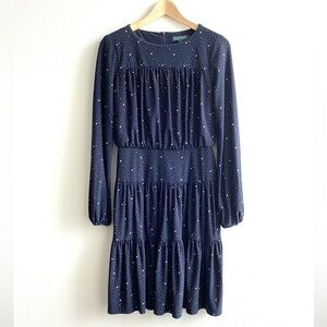 Ralph Lauren Polka Dot Ruched Dress